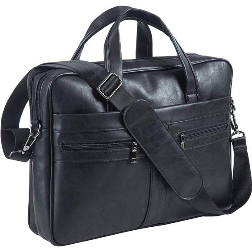Leather Messenger Bag, 17.3 Inches Laptop Briefcase Handbag For Men (Black)